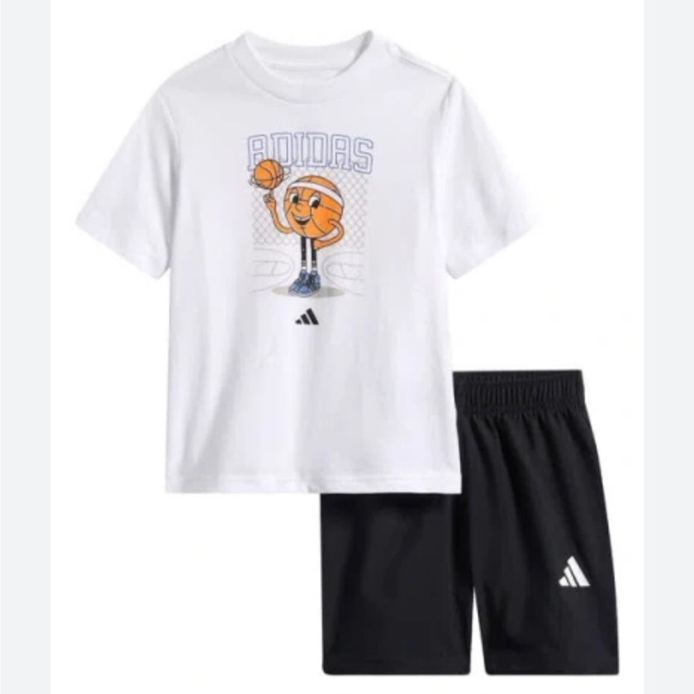 Adidas Originals White Tee and Black Shorts Set